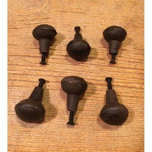 Six (6) Cast Iron Round Knobs Antique Style 1.25" wide Cabinet Knobs 0184-3758